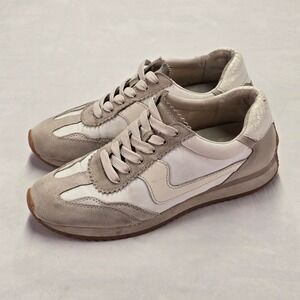 Dolce Vita Women's Fashion Sneakers Beige White Suede Leather Lace Up Size 8